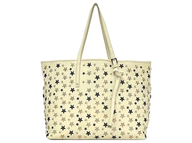 Borsa tote in pelle crema e bianca Jimmy Choo Bianco Crudo