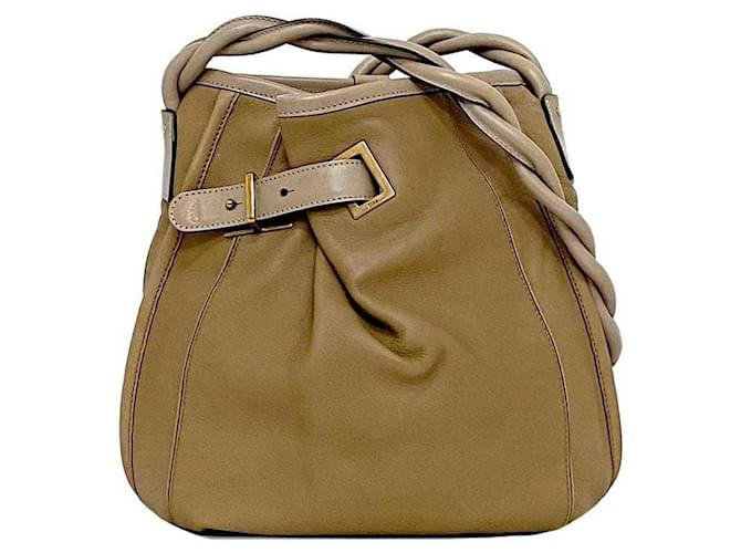 Borsa a spalla in pelle beige e marrone Chloé