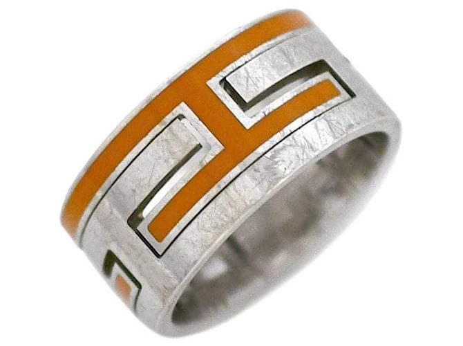Ring Hermès Anello a fascia Ash di Hermes Move Argento Arancione