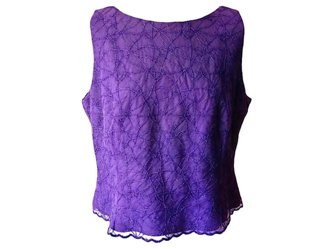 Autre Marque Top viola con pietre preziose