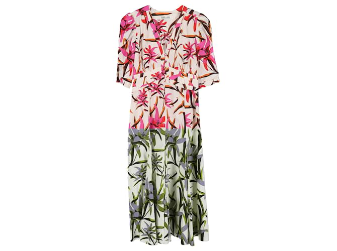 Abito midi con stampa floreale Diane Von Furstenberg in cotone multicolore
