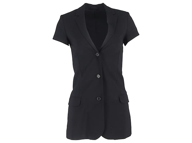 Blazer monopetto a maniche corte Totême in lana nera Nero