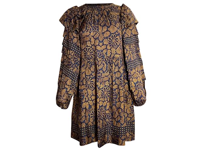 Abito Mini Floreale Emilia di Ulla Johnson in Viscosa Marrone