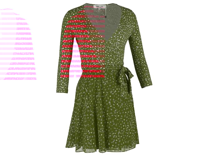 Abito mini a portafoglio con stampa floreale Irina di Diane von Furstenberg in viscosa rossa