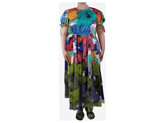 Autre Marque Abito midi in cotone stampato floreale multicolore - taglia M