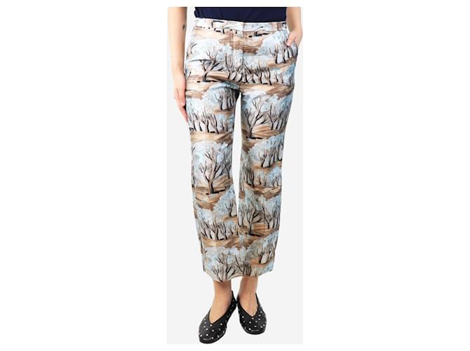 Marni Pantaloni stampati multicolore a tema boschivo - UK 10