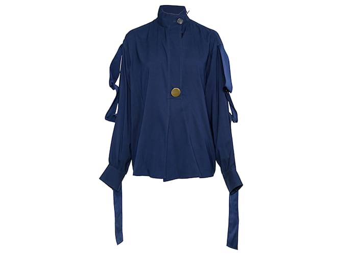 Céline Blusa rilassata con bottoni dorati Blu navy