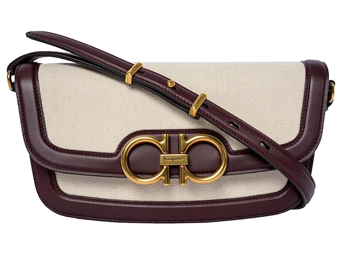 Salvatore Ferragamo Borsa a tracolla Trapezio Marrone Beige