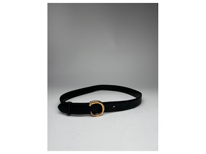 Cintura in pelle nera Panthère vintage di Cartier Nero