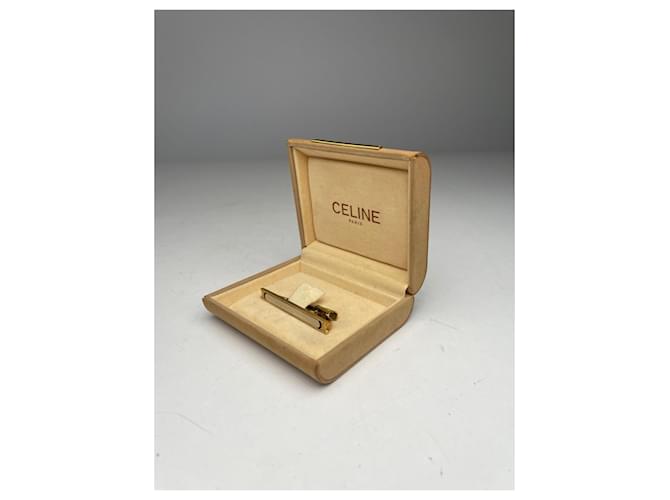 Céline Cravatta vintage Celine Paris / Fermacarte dorato Argento