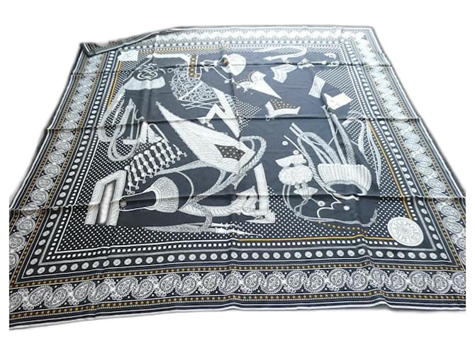 Sciarpa Hermès Zouaves e Draghi cashmere e seta 140X140 nuova scatola Nero
