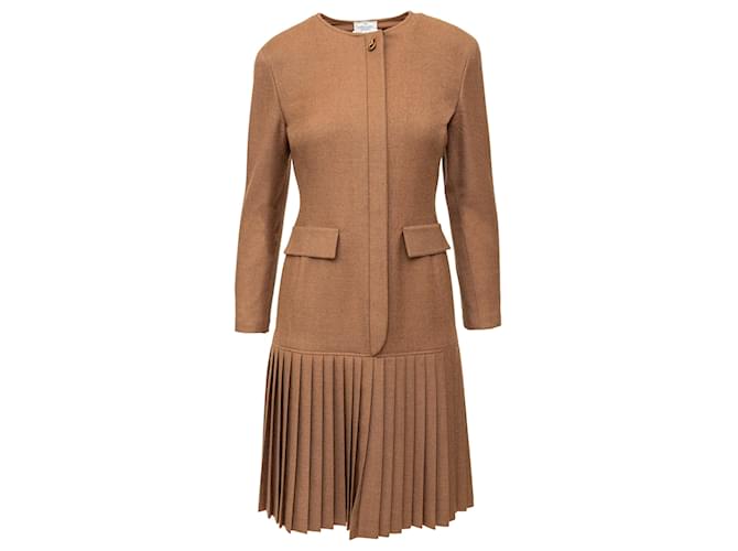 Valentino Garavani Abito in lana plissettato Valentino Boutique - anni '90 Marrone