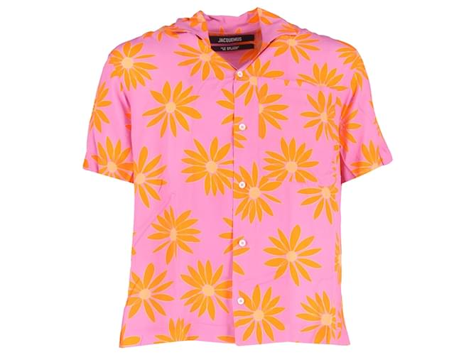 Camicia Jean stampata Jacquemus in viscosa rosa