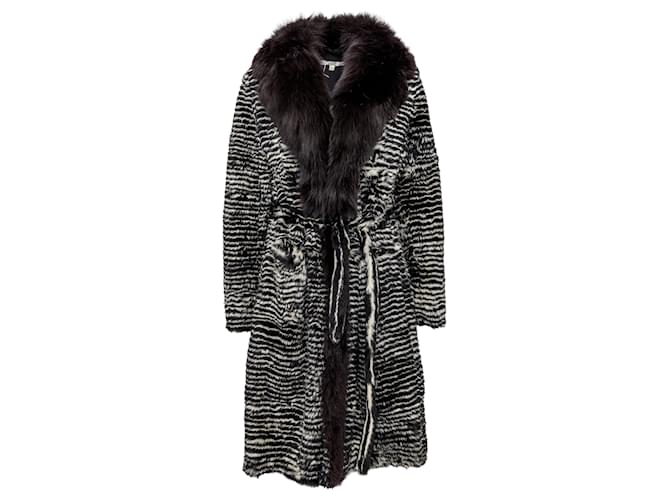 Cappotto in pelliccia di coniglio e volpe Gianfranco Ferré - anni '90 Nero