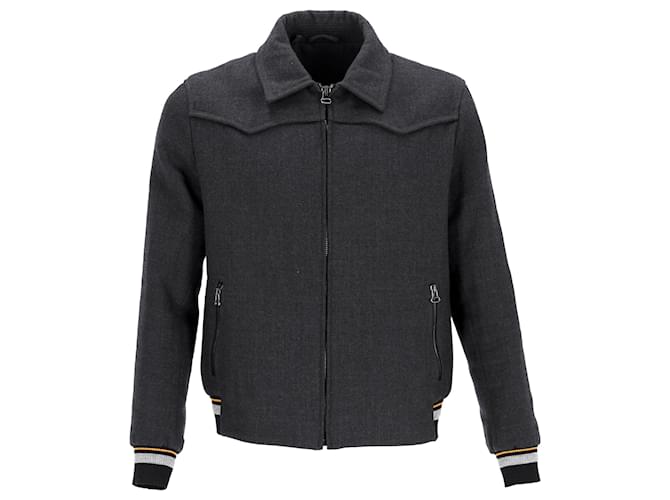 Giacca bomber con zip Lanvin in lana grigia Grigio