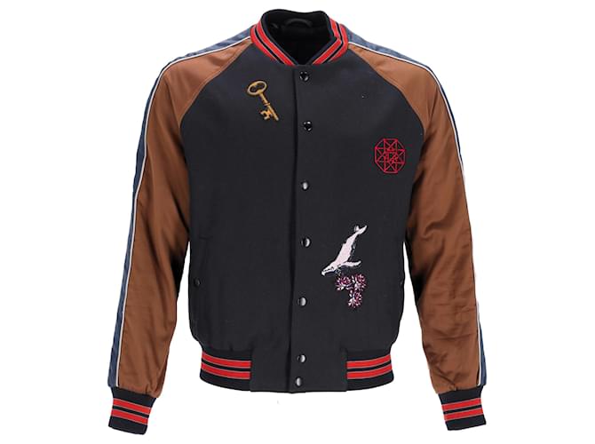 Giacca Varsity Patched Lanvin in Lana Multicolore