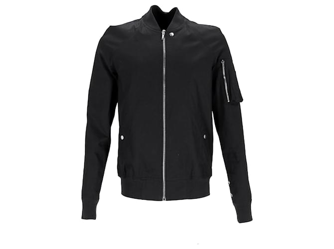Giacca bomber con zip Rick Owens con tasca sul braccio in cotone nero