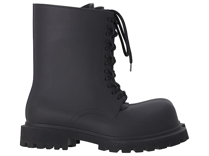 Stivali stringati in gomma nera Balenciaga Steroid Nero