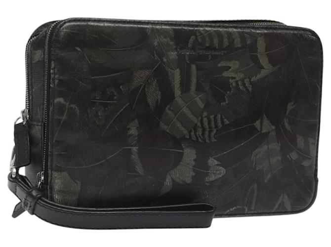 Borsa a tracolla in pelle nera e oro Salvatore Ferragamo Auth bs23562 Nero D'oro