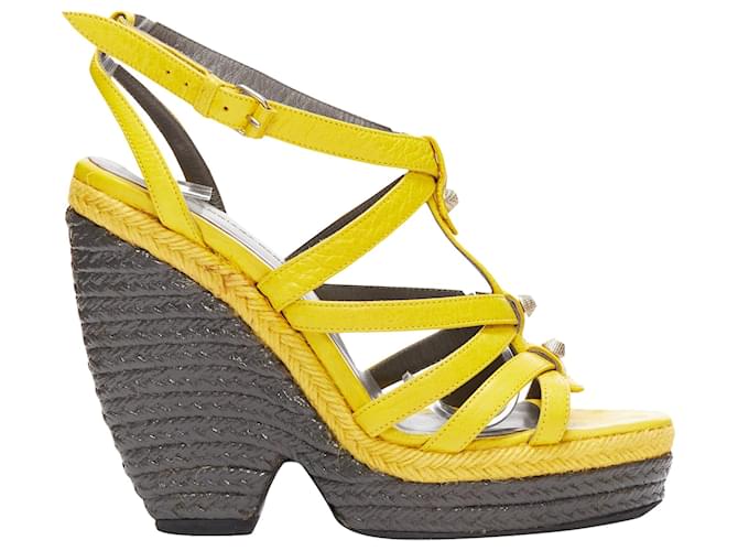 Espadrilles con tacco a zeppa chiodate Balenciaga Arena Giallo