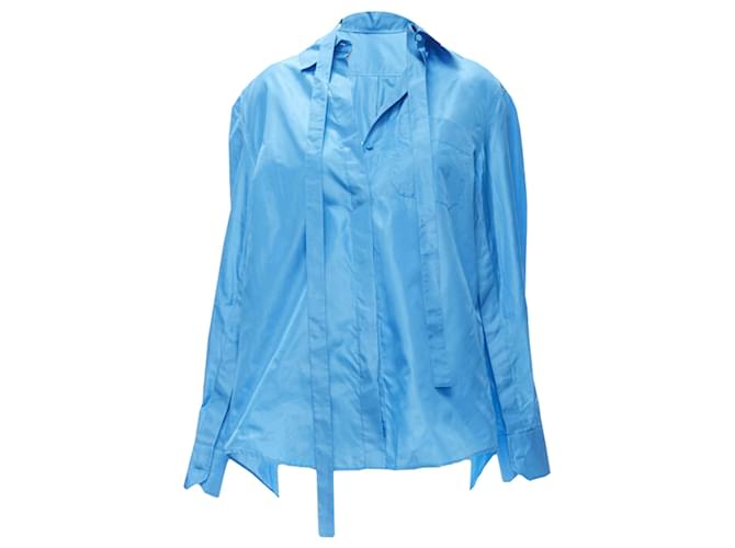 Camicia oversized con colletto rilassato in taffetà di seta Valentino Garavani Blu