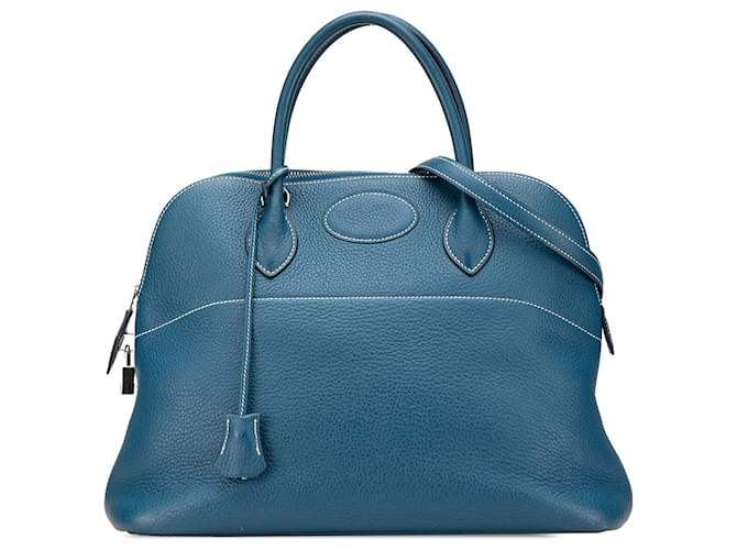 Bolide 35 in Pelle Clémence Blu di Hermès