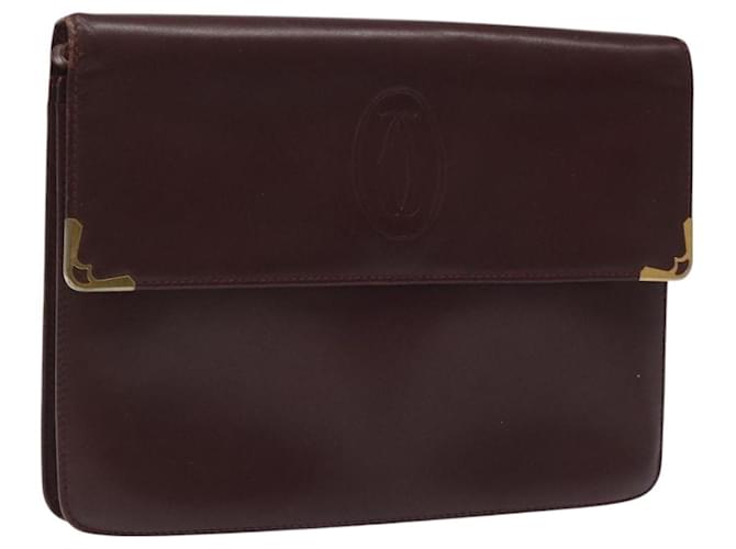 Borsa a mano CARTIER in pelle bordeaux con dettagli dorati Auth bs23567 D'oro Bordò