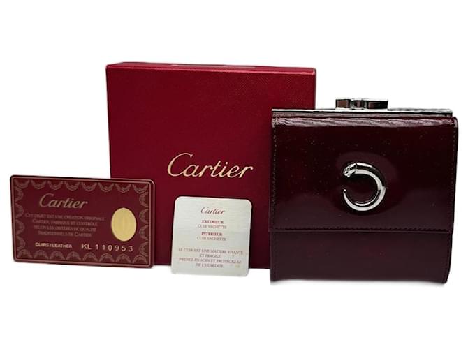 Portafoglio in pelle verniciata Cartier vintage bordeaux Bordò
