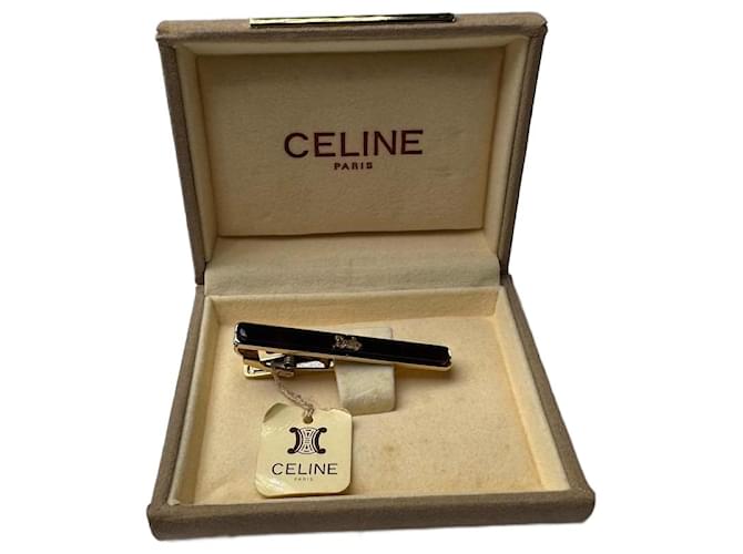 Céline Cravatta vintage Celine Paris / Fermasoldi dorato nuovo D'oro