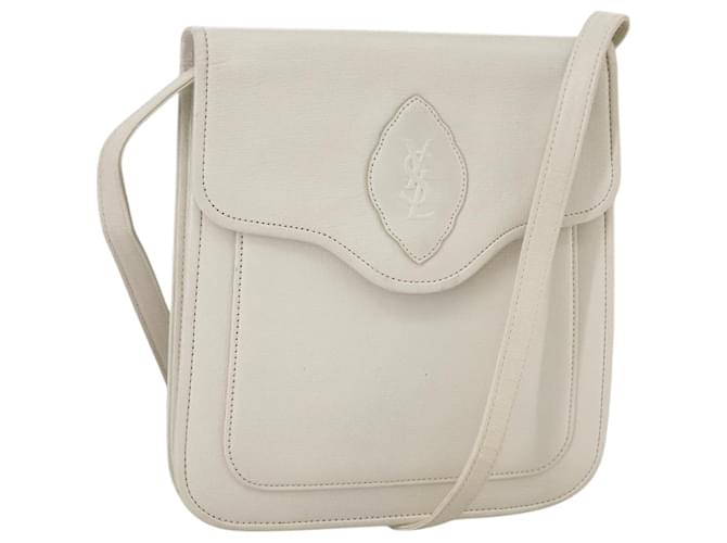 Borsa a spalla SAINT LAURENT in pelle bianca e oro Auth yk16321 Bianco D'oro