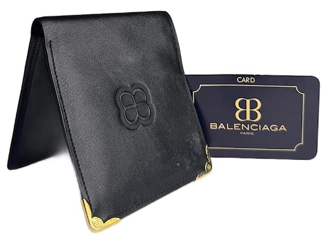 Portafoglio in pelle vintage Balenciaga, porta carte nero