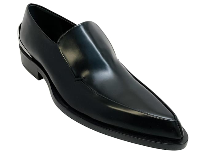 Mocassini in pelle nera Jil Sander con dettaglio in argento Nero