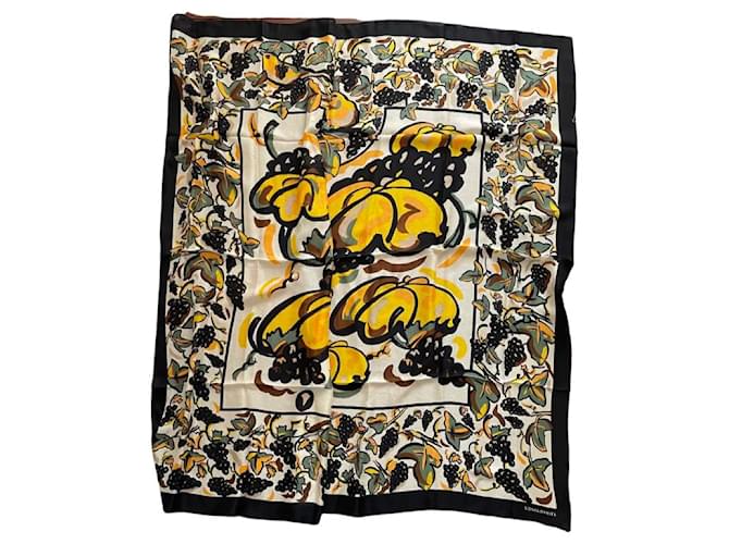 Foulard in Seta Vintage Sonia Rykiel Nero Crudo Giallo