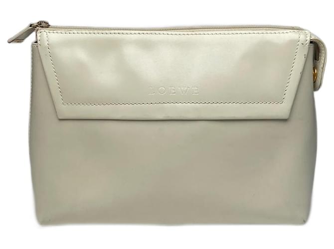 Clutch in pelle Loewe vintage / Pochette cosmetica bianca Bianco