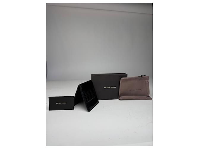 Portafoglio in pelle pieghevole vintage Bottega Veneta nero