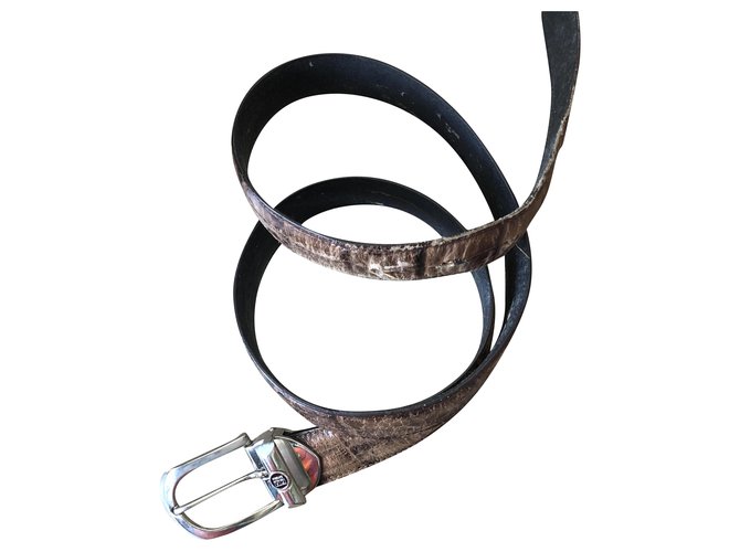 Versace vintage V2 Cintura in pelle con fibbia rimovibile Beige