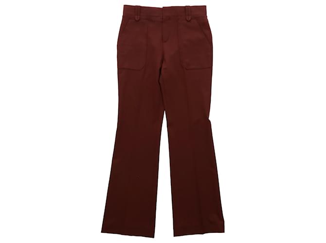Pantaloni Chloé con tasche a toppa in lana vergine bordeaux Rosso Bordò