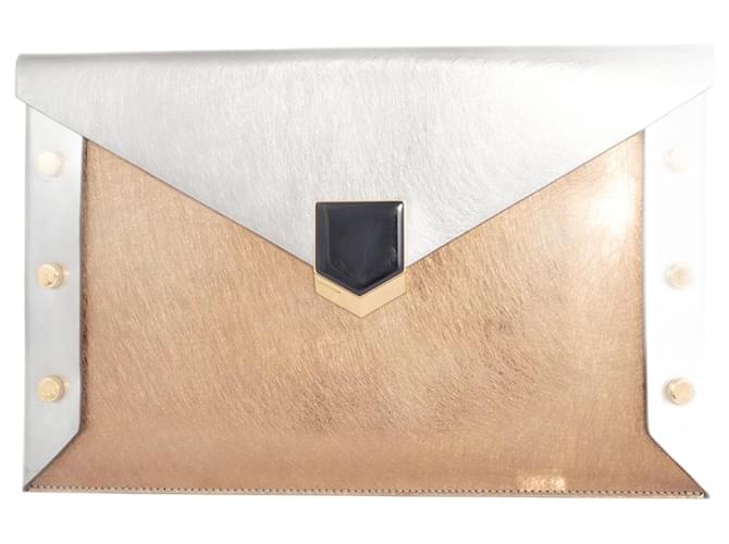 Borsa a mano in pelle dorata e argentata Jimmy Choo Argento D'oro