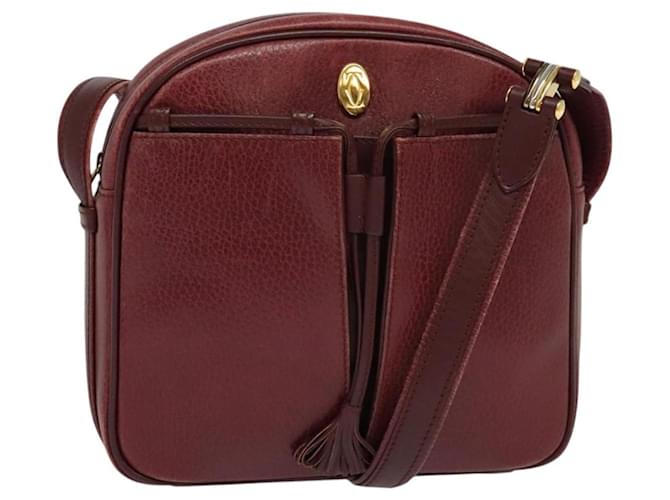 CARTIER Borsa a Spalla Must Line Pelle Rosso Vino Auth BA833 Bordò