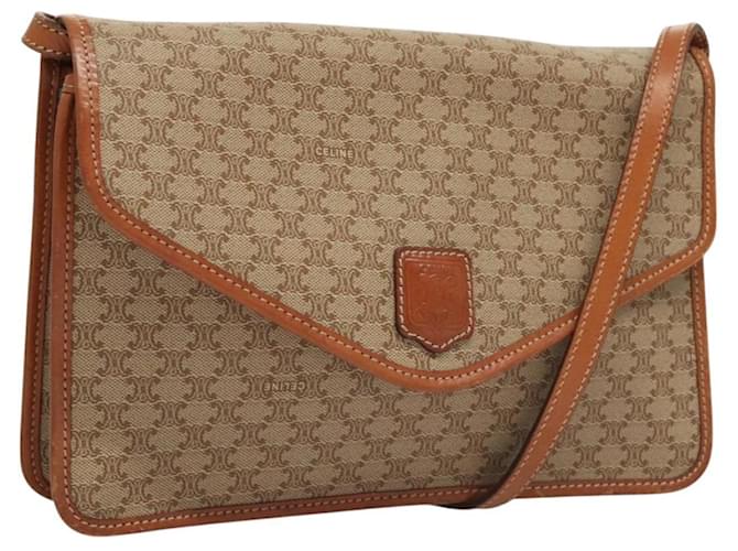 Céline Borsa a Spalla in Tela Macadam CELINE Beige Oro Auth MY407 D'oro