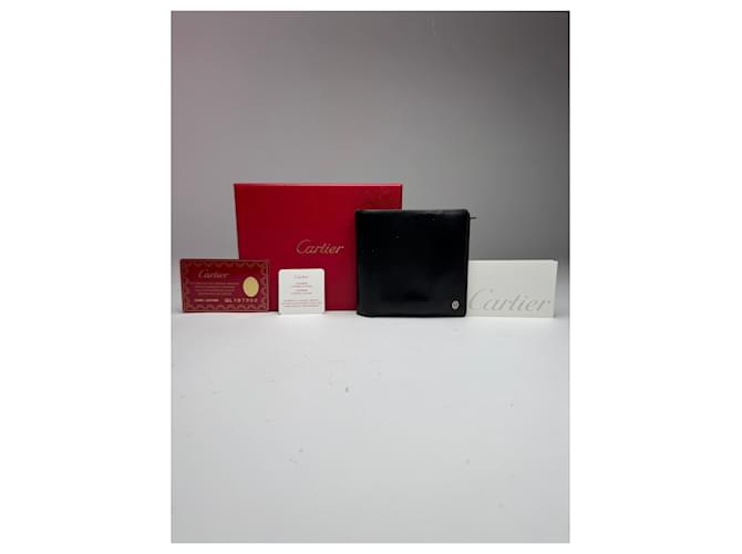 Portafoglio in pelle vintage Cartier nero Bordò