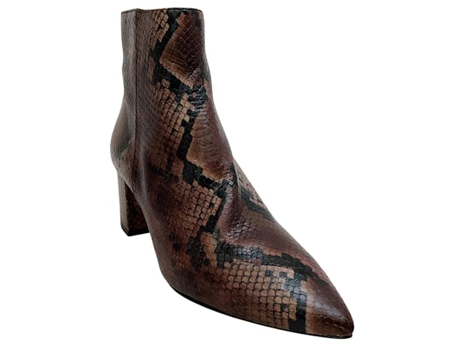 L'Agence Stivaletti Jeanne in Pelle Stampata Brown Snake dell'Agenzia Marrone