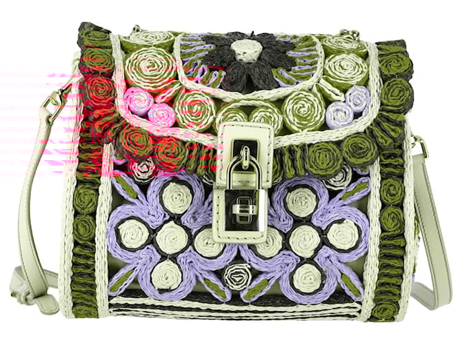 Borsa Miss Dolce di Dolce & Gabbana in rafia floreale multicolore