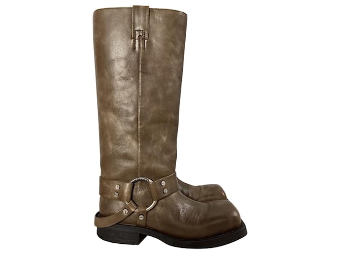 Stivali al ginocchio con fibbia Balius di Acne Studios in pelle marrone Rosso