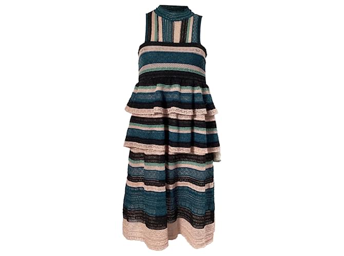 Abito in pizzo a strati M Missoni in poliestere multicolore, lunghezza al ginocchio