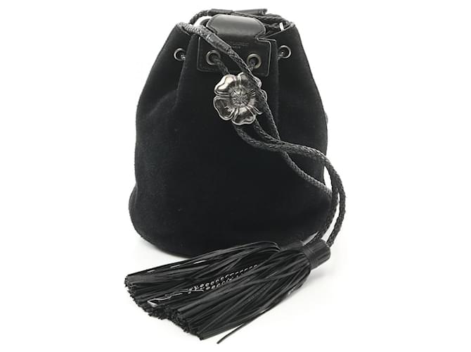 Borsa a Spalla in Pelle Suede Yves Saint Laurent 519632 Nero