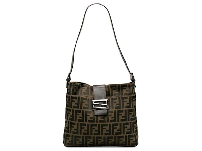 Borsa Mamma Bucket in tela e pelle Fendi 26727 Marrone