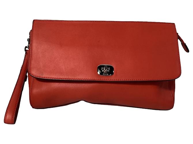 Borsa a mano Twist Lock in pelle rossa di Coach Rosso