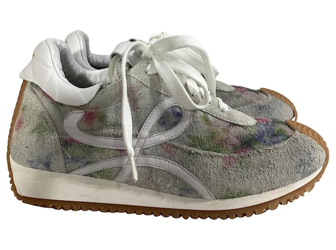 Sneakers Loewe Flow con stampa floreale in suede multicolore