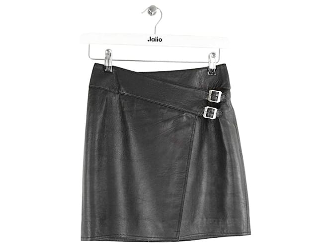 Saint Laurent Mini gonna in pelle Nero